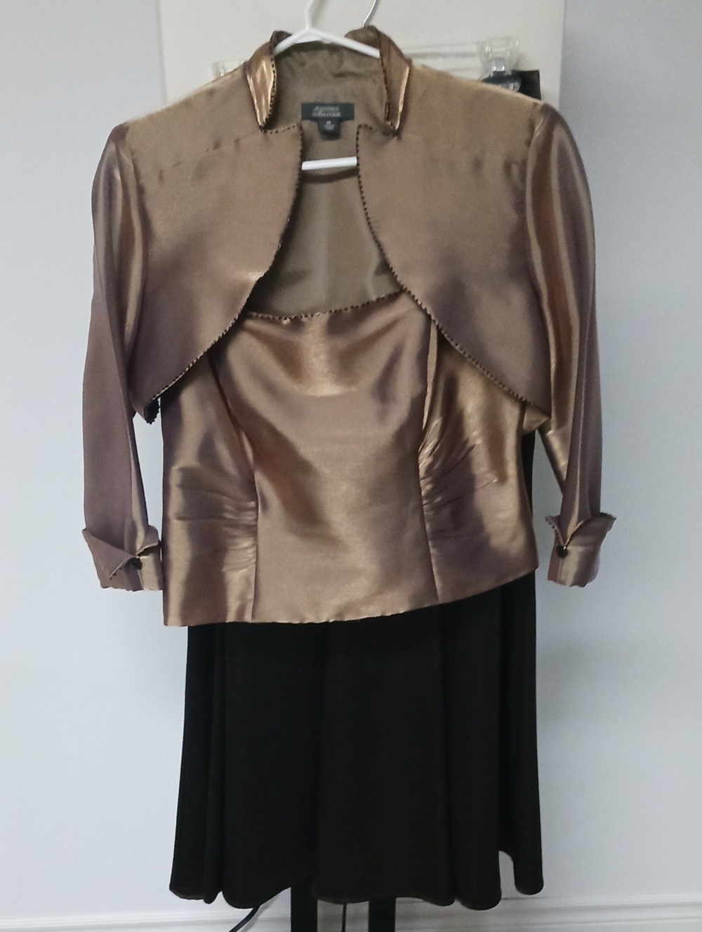 Metallic Bronze Satin Bolero Jacket and Shell Set